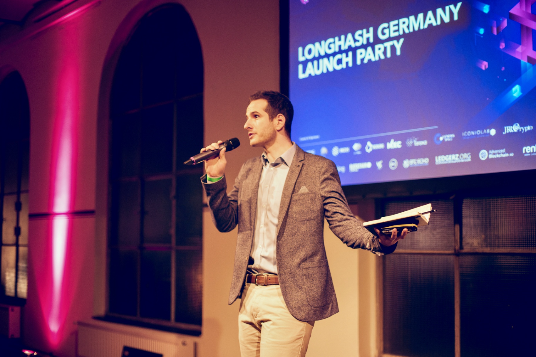 Jeff speaking at a tech conference